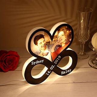 Wooden Customized Combination Personalized Infinite LED Heart Shaped Photo Night Light For All Occasions (30X30 Cm)