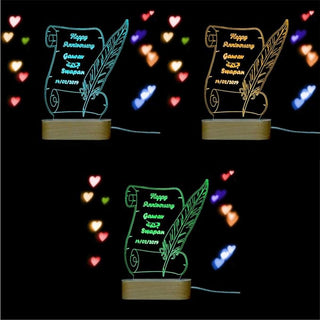 3D Illusion Personalized LED Table Lamp for Couples| Neon Light Customized Name Night Lamp for Wedding Anniversary Marriage Couple Gifts for Parents, Wife, Husband. Multi Design 4