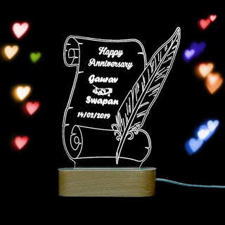 3D Illusion Personalized LED Table Lamp for Couples| Neon Light Customized Name Night Lamp for Wedding Anniversary Marriage Couple Gifts for Parents, Wife, Husband. Multi Design 4