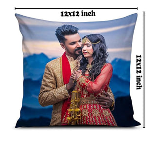 Polyester Photo Cushion/Pillow For Gift On Birthdays,Valentine,Rakhi With Filler. Size:- 12X12 Inches, Colour:- Multi, Style 37