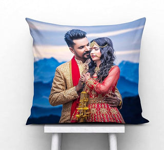 Polyester Photo Cushion/Pillow For Gift On Birthdays,Valentine,Rakhi With Filler. Size:- 12X12 Inches, Colour:- Multi, Style 37