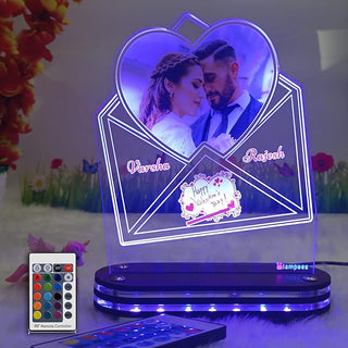lampees Acrylic Personalized 3D LED Lamp with UV Printed Photo for Valentines Gift,Multicolor
