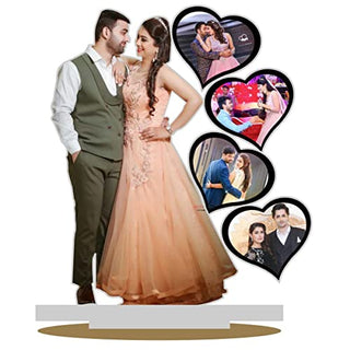 GiftsWale Wood Personalized Table Top Stand Couple Photo Frame | Best Gift For Anniversary, Girlfriend, Boyfriend, Husband, Wife | Customized It With Your Photos, Tabletop