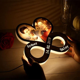Wooden Customized Combination Personalized Infinite LED Heart Shaped Photo Night Light For All Occasions (30X30 Cm)