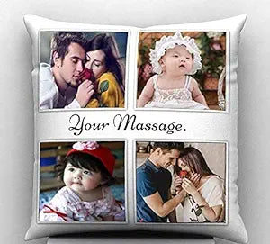Personalized Photo Printed White Satin Blend Decorative Pillow/Cushion Filler, Valentine Day, Birthday,Anniversary,Mother's & Father's Day 12X12 Inch (C -Design), Standard (White Pillow01)
