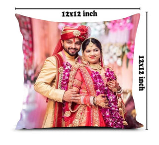 Polyester Photo Cushion/Pillow with Filler. Size:- 12X12 Inches, Color:- Multi, Style 1