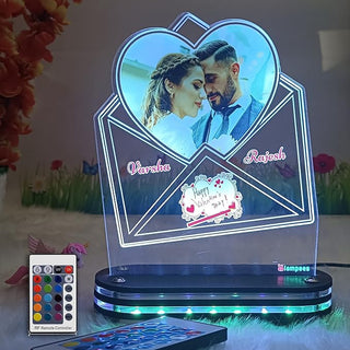 lampees Acrylic Personalized 3D LED Lamp with UV Printed Photo for Valentines Gift,Multicolor